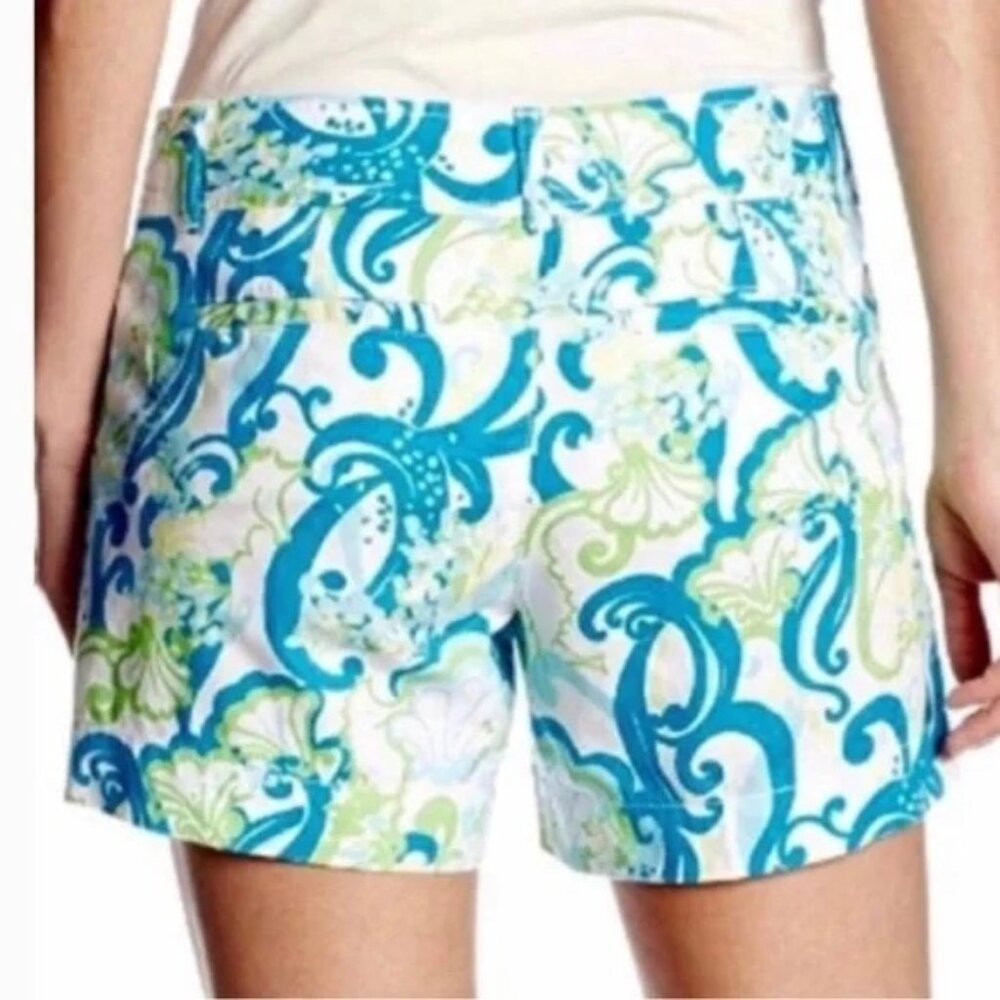 Lilly Pulitzer Shorts Women's Size 2 US White Blue Green 5" Callahan Cotton - Picture 12 of 12